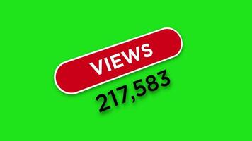 Social media views counter, numbers increasing animation isolated on green background video