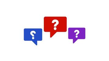 Question Mark in Bubble Icon animation isolated on White Background video