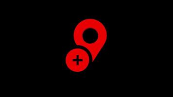 Map location 3d pin animation isolated on black background video