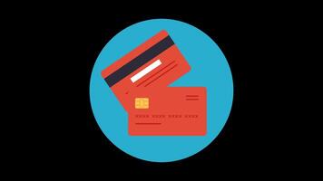 Credit Card Sign Business Animation Icon. Credit Card Effect Concept with Circle Frame. Transparent Background. video