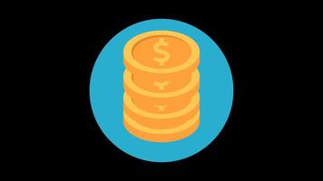 Finance Business Animated Icon. Dollar Coin Concept with Circle Frame. Transparent Background. video