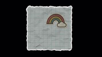 Animated Sticker of Paper with Rainbow Design and Alpha Transparency video