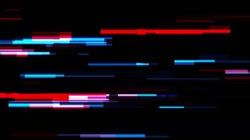 Abstract tech glowing neon lines motion background with glitch effect video