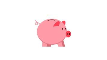 Coin saving, Animated piggy bank with falling coin, symbolizing saving money, financial planning, or investment. video