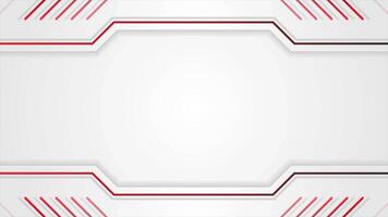 Grey tech geometric motion background with red lines video
