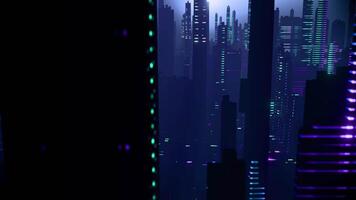 Futuristic City Loop Animation Cyber Skyline Background in Motion video
