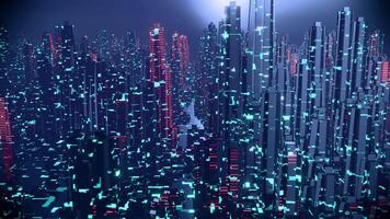Futuristic City Loop Animation Neon Skyline Background in Motion video