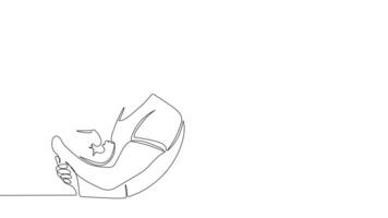 Animated self drawing of continuous line draw happy Father hugs his little son. Father's Day. Full length one line animation. video
