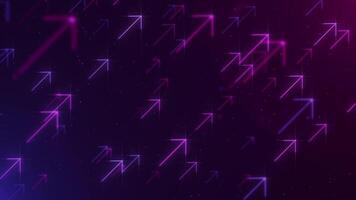 Glowing pink and blue neon arrows and particles gently moving up across the frame. This direction concept background is full HD and a seamless loop. video