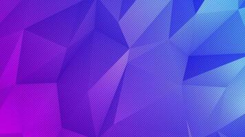 Low poly geometric shapes on a pink blue color gradient with textured diagonal lines. Full HD and looping abstract animation. video