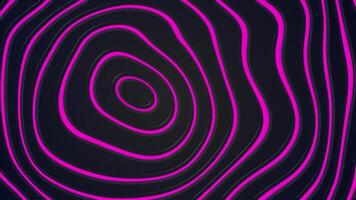 Shiny pink neon wavy lines background. Rippling circles radiating from the center in fluid motion. Full HD and looping animation video