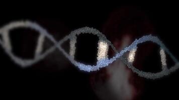 Silver colored DNA strand twisted into a spiral. Perfectly illustrates the concept of human DNA, stem cell research, healthcare. video