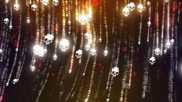 Flickering neon skulls appear and disappear, swinging on chains like in the classic game's intro. video