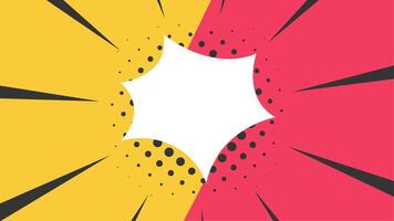 Comic Background Animation with Board Message Pop Art. Retro Background. 4k Animation video