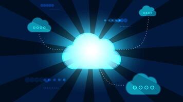 Glowing Cloud Computing Network Digital Technology Abstract Background Illustration Connection Futuristic Backdrop video