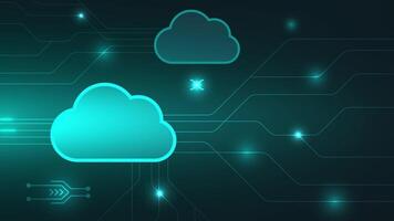 Cloud Computing Network Digital Technology Data Transfer Glowing Circuit Board Background video