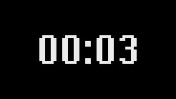 Digital Timer Showing One Second Remaining Displayed In Pixelated White Numbers On Black Backdrop video