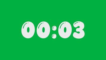 Vibrant Green Background Displays White Countdown Timer Showing Zero Minutes And One Second Left video