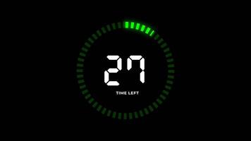Digital Countdown With Glowing Green Progress Ring And White Numerals Displays Time Remaining video