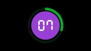 Digital Countdown Animation Displays Number Five With A Vibrant Neon Green Perimeter On Black video