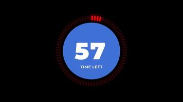Countdown Timer Interface Featuring White Number On A Blue Circle With Red Indicator Bars video