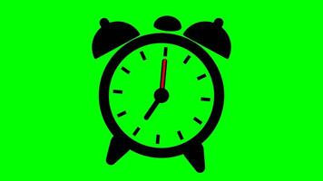Alarm Clock Animation on Green Screen Background. Back to School. Simple Wake-Up Clock Motion Graphic for Education, Study, Morning Routine, Timetable and School Themed Projects. video