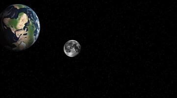 Animation of a rocket launching from Earth and traveling through space past the Moon, depicting a journey in the cosmos with stars. video