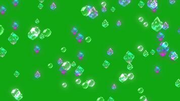 Sparkling Diamonds and Iridescent Gems Falling on Green Screen Abstract Background Effect video