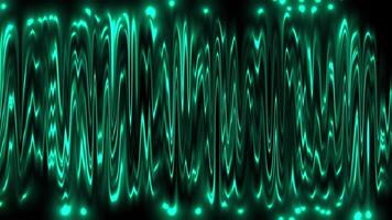 resumen brillante verde azulado olas y partículas - dinámica digital movimiento antecedentes visualizador video