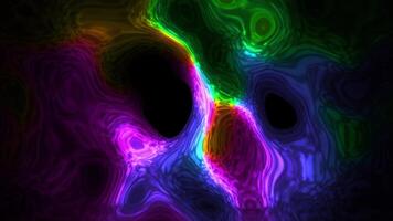 Hypnotic Abstract Animation Dynamic Flow of Glowing Colorful Liquid Shapes and Neon Waves on Black Background video