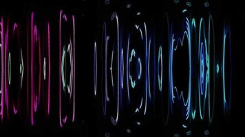 Dynamic Abstract Neon Waves Animation Glowing Lines and Shapes in Vibrant Pink, Purple, Blue, and Green on a Black Background video