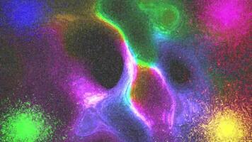 Abstract Digital Art Animation Swirling Rainbow Colors and Glowing Shapes on a Grainy Background video