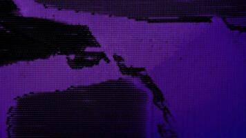 Glitch digital abstract. A digitally distorted purple background creates a modern glitch effect. conveying the breakdown and corruption of digital data and technology. video