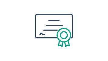 Certificate icon animated. animated icon related to assessment. suitable for user interface, provide visual feedback and more. alpha channel, transparent background video