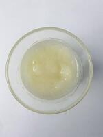 Refreshing aloe vera juice in a clear glass bowl for healthy living photo