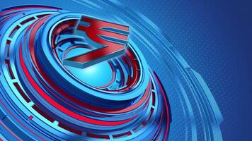 BROADCAST QUALITY FUTURISTIC RUPEE ANIMATION OF RED COLORED RUPEE SYMBOL ROTATING FOR PROFESSIONAL FINANCE AND INVESTMENT CONTENT video