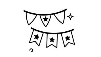 Animated Made in uk a Two festive bunting strings with stars outline style. video