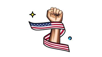 Animated Made in uk a Raised fist wrapped in an american flag. video