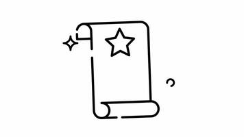 Animated Made in uk a Teal scroll with a star signifying an award line art style. video