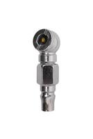 Tire Inflator Adapter, A shiny, chrome tire inflator adapter with a threaded end, isolated on a white background. include clipping path photo