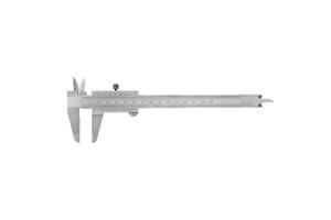 Precision Caliper, A stainless steel vernier caliper, a precision measuring tool, is isolated on a white background. include clipping path photo