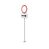 Round Traffic Sign with Right Arrow Indicator 3d, white background. photo