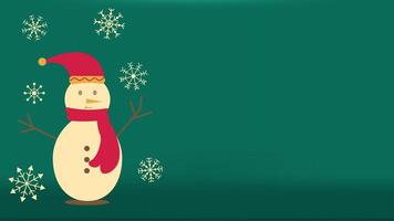 Christmas Youtube Thumbnail With Snowman. 4k Animation video