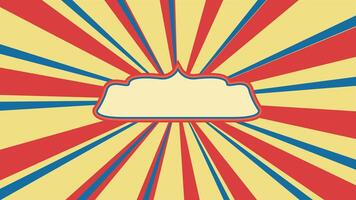 Retro Sunburst with Animated Board in The Middle. Retro Background. 4k Animation video
