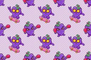 Colorful cartoon characters on purple background vector