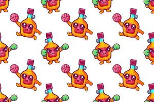 animated bottles playing basketball pattern vector