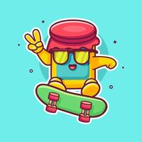 Cartoon jar on skateboard with sunglasses vector
