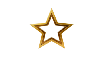 Isolated Golden Star Design Element with a Transparent Background, Shiny and Geometric png