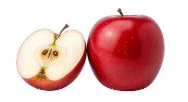 Isolated Red Apple and Sliced Apple With Visible Seeds on Transparent Background png