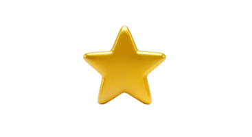 Isolated Golden Star with 3D Render on Transparent Background for Design Elements png